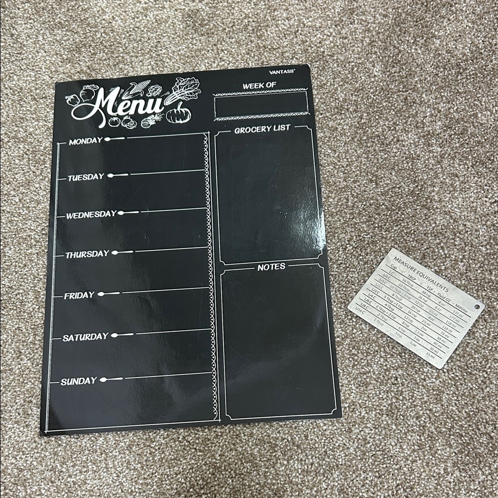 🌞✨Magnetic Weekly Menu Planner Chalkboard